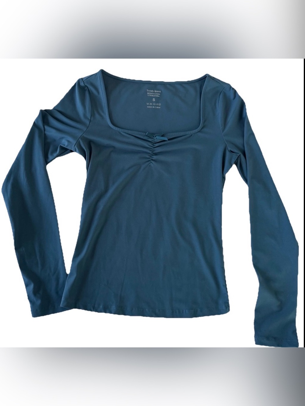 Women's Long Sleeve Scoop Neck Top - Slate Gray